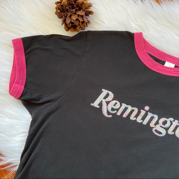 Remington y2k Sequin Logo Short Sleeve Ringer Tee - Picture 4 of 6